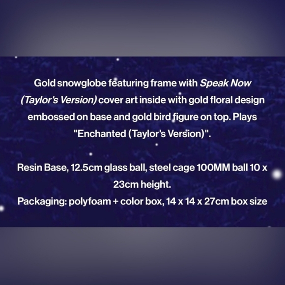 NEW Taylor Swift Speak Now Snowglobe - Picture 7 of 7